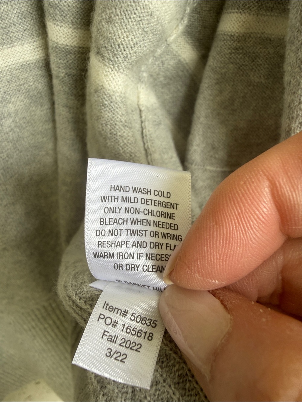 Garnet Hill Gray/White Striped Long Cardigan in Merino Wool/Cotton Knit Size XS - Picture 13 of 13